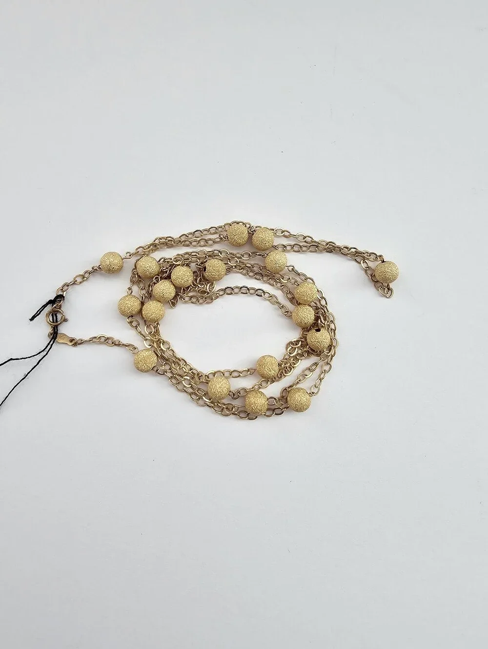 JCM London 14K Yellow Gold Stardust Bead Station Necklace – 36” Long Floating